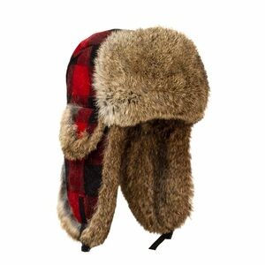Mad Bomber Buffalo Plaid Wool Fur Trapper Hat
